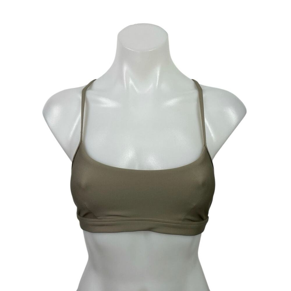 Alo Yoga Airlift Intrigue Gray Cross Back Yoga Athletic Sports Bra Crop Top Sz S
